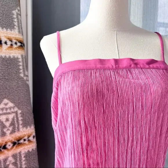 ZARA Pink Pleated Long Side Slits Sleeveless Tunic Top Women’s Size Medium NWT - Picture 3 of 12